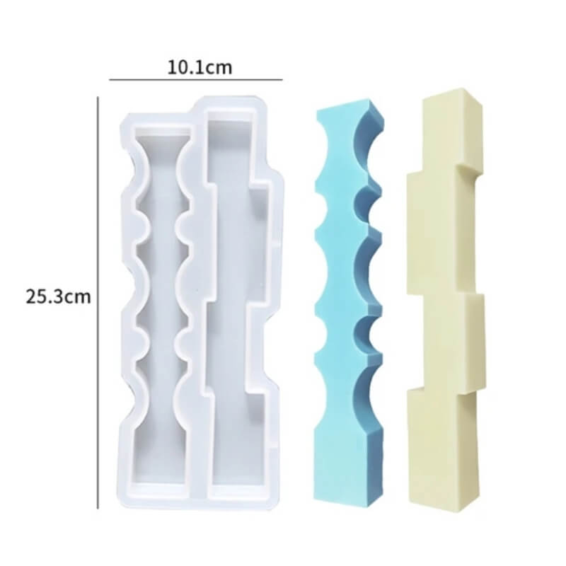 Molde tira doble con muescas y asimétricos rectangulares, para uso en Velas.