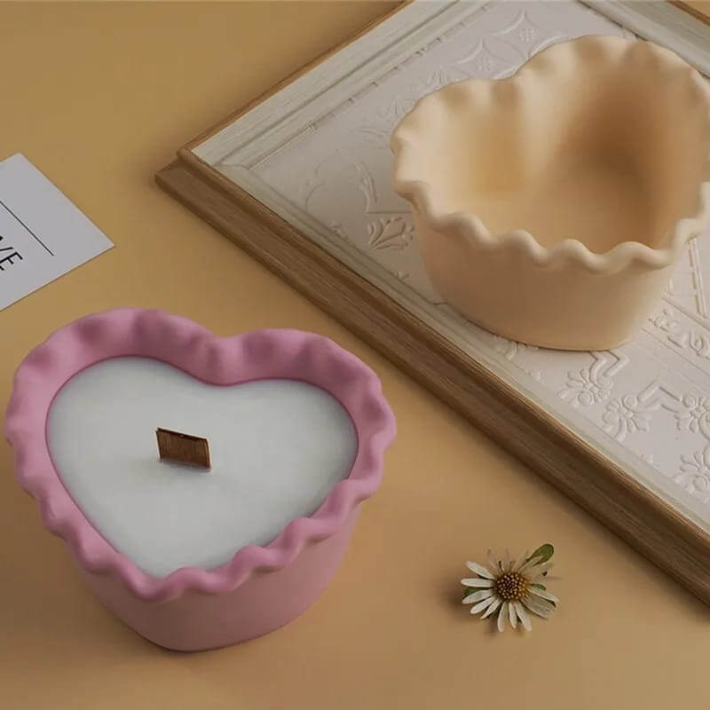Molde de silicona para MACETA DISEÑO CORAZON para uso en Velas, resina, yeso.
