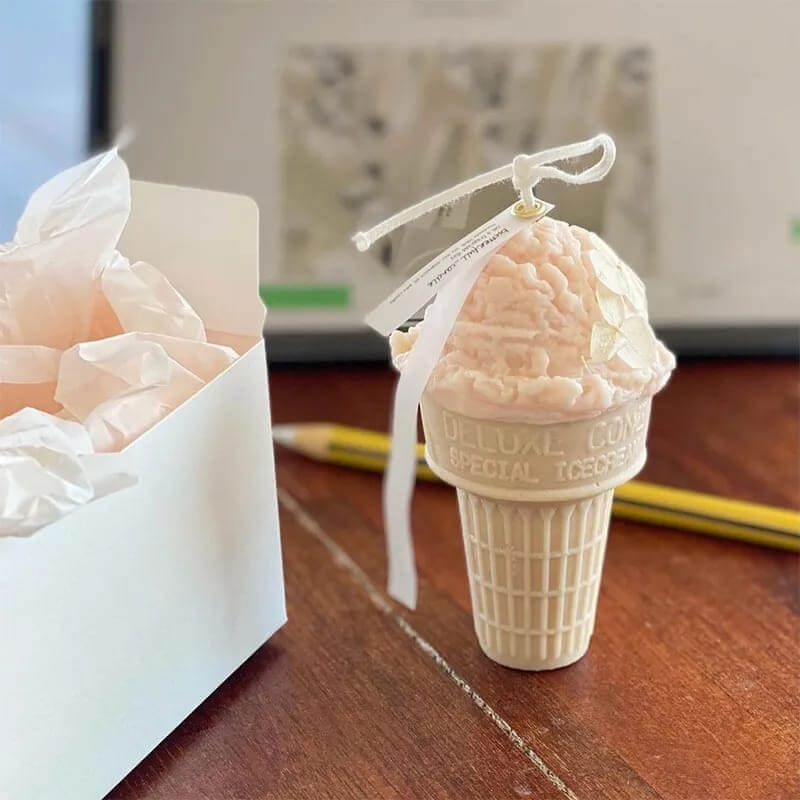 Molde de silicona con diseño de Cono de Helado 3D para uso en Velas, Jabones, resina, chocolate o yeso.