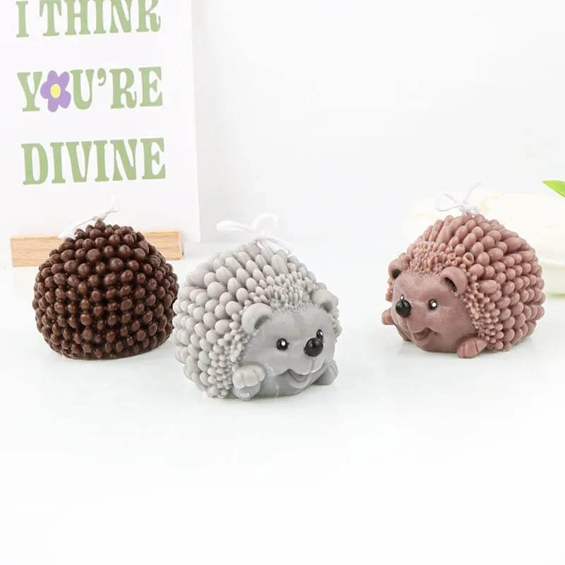Moldes de silicona de 3 diseños de puerco espín diferentes, para uso en Velas, jabón, resina, yeso, chocolate.