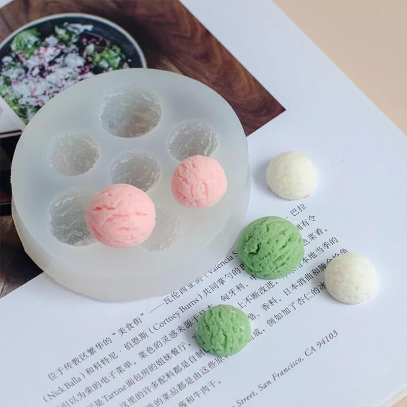 Molde de silicona diseño de BOLAS HELADO MINI, para uso en Velas, jabones, resina, yeso, chocolate.