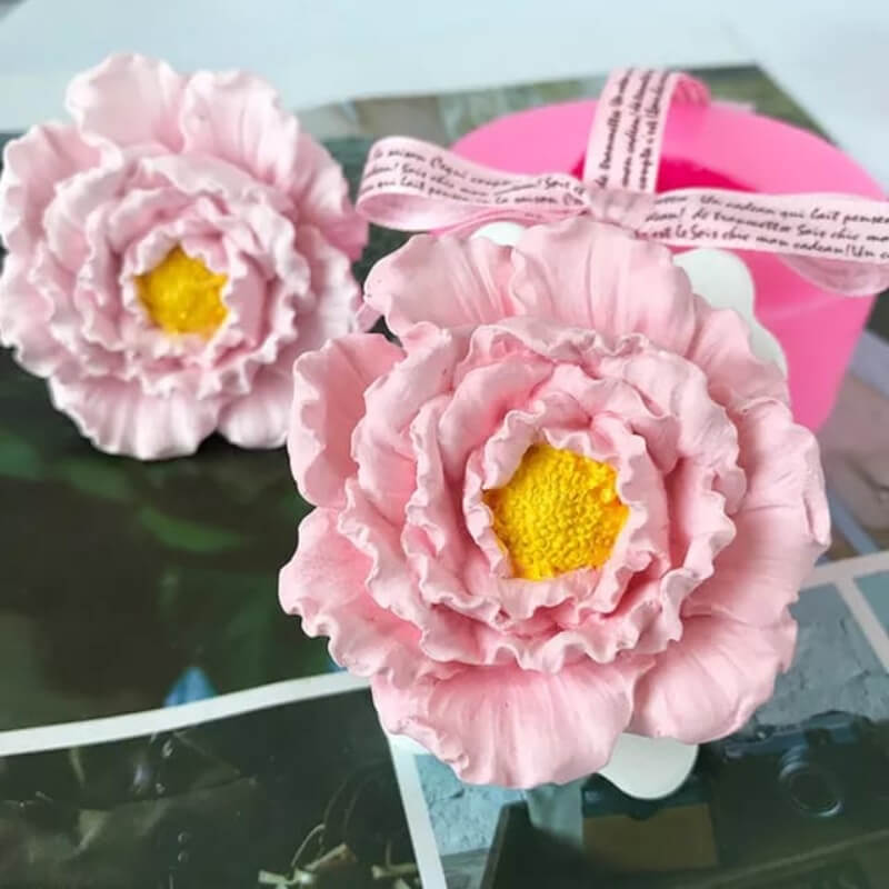 Molde de silicona con diseño DE FLOR PEONIA 3D para uso en Velas, Jabones, resina, chocolate o yeso. descuento
