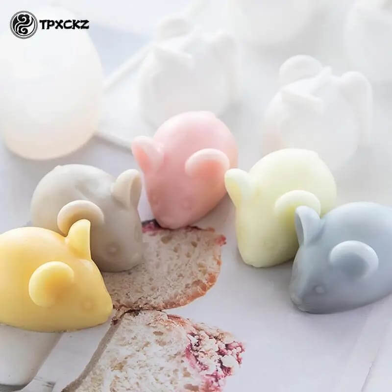 Molde de silicona con diseño de RATON 3D para uso en Velas, Jabones, resina, chocolate o yeso.