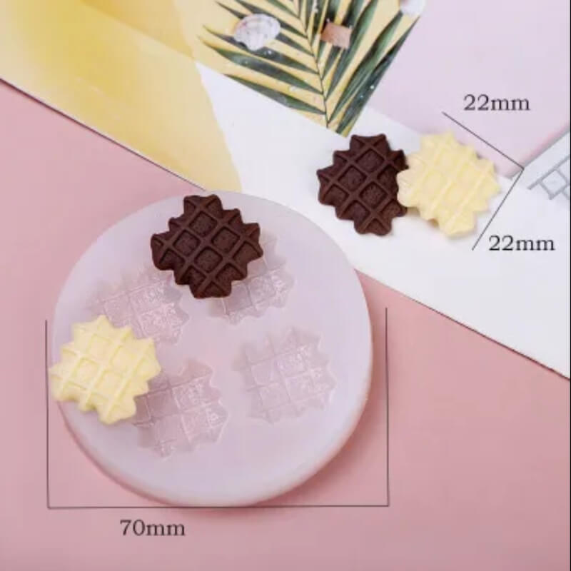 Molde de silicona con diseño GALLETAS CON DISEÑO CUADRICULA para uso en Velas, Jabones, chocolate, resina, fondant, porcelana fría.