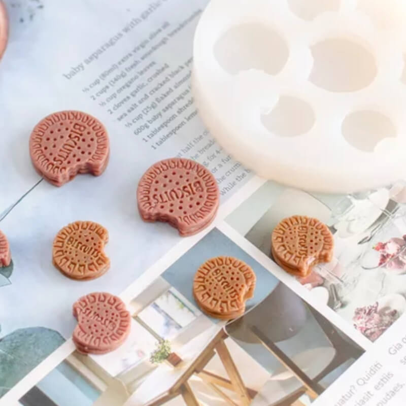 Molde de silicona con diseño GALLETAS BISCUIT para uso en Velas, Jabones, chocolate, resina, fondant, porcelana fría.