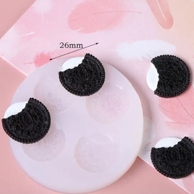 Molde de silicona con diseño GALLETAS MORDIDA CON CREMA para uso en Velas, Jabones, chocolate, resina, fondant, porcelana fría.