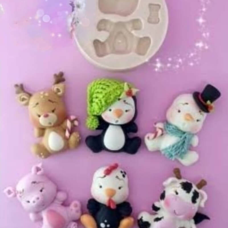 Moldes de silicona ANIMALITOS para apliques en porcelana fría. descuento