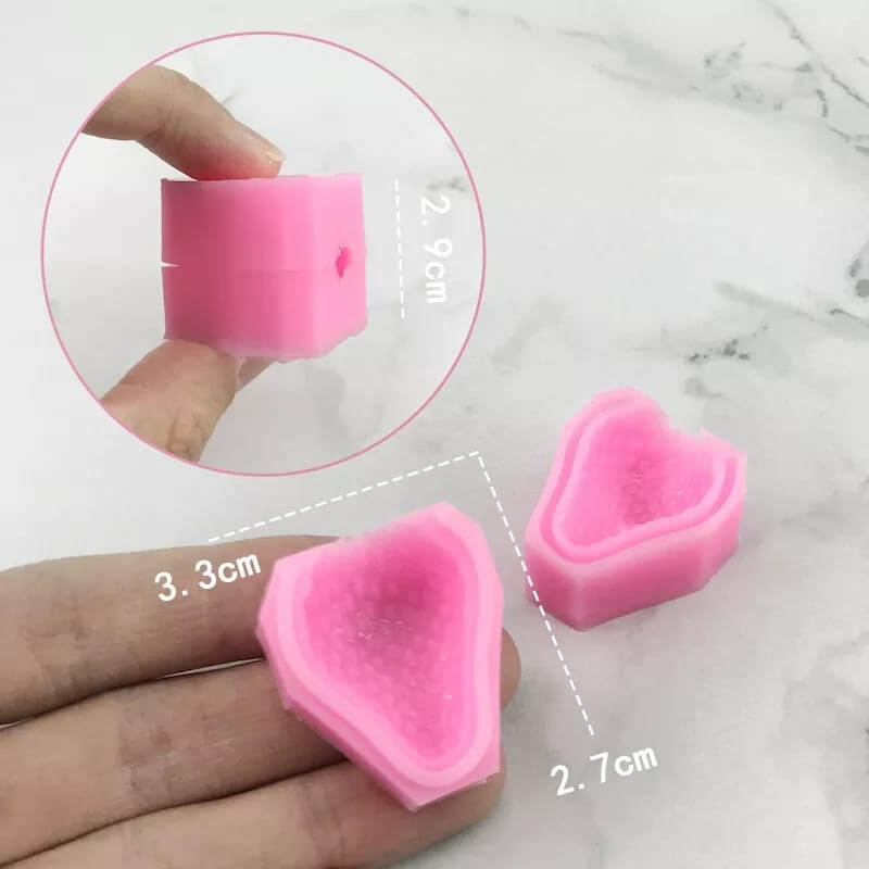 Combo molde de silicona con diseño Frutilla bipartida M, S para uso en Velas, Jabones, porcelana fría. (precio unitario en la descripción)