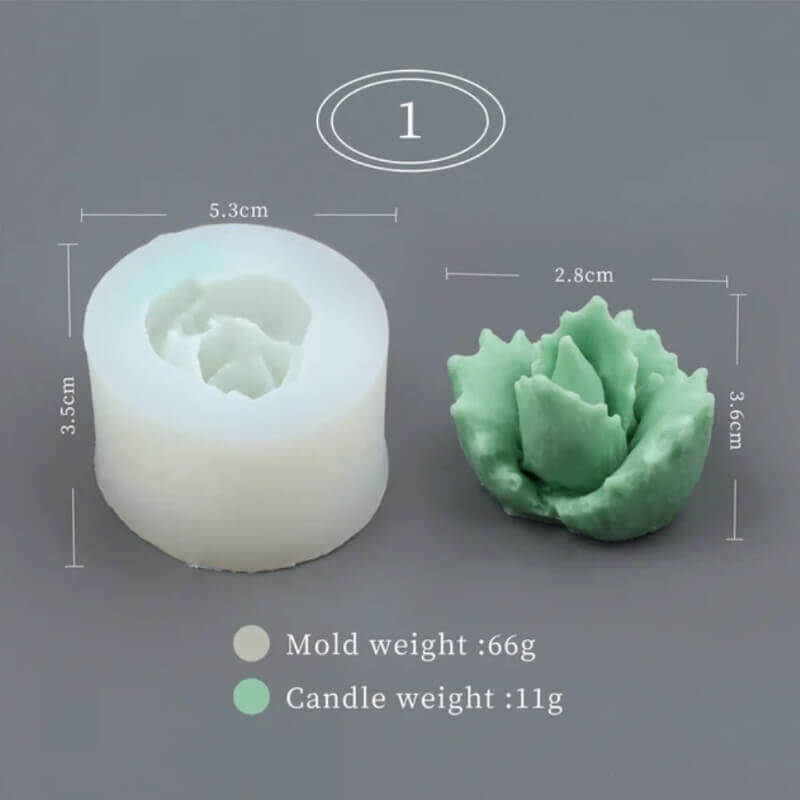 Molde de silicona con diseño de varias SUCULENTAS para uso en Velas, Jabones, porcelana fria. descuento