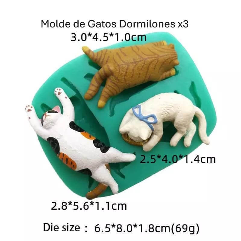 Moldes de silicona con 3 diseños de GATOS para uso en Velas, Jabones, resina, chocolate o porcelana fría. (precio unitario) descuento