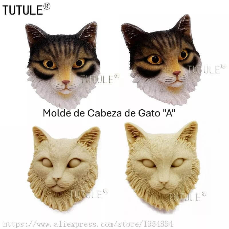 molde de cabeza de gato