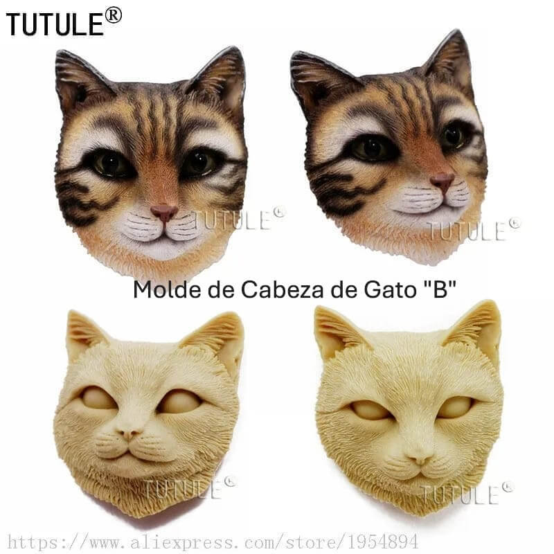 molde de cabeza de gato