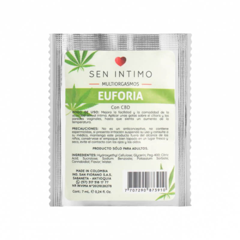 Lubricante Multiorgásmico Euforia con Cannabis Sen Íntimo para Placer Intenso y Sensaciones Únicas - 7ml