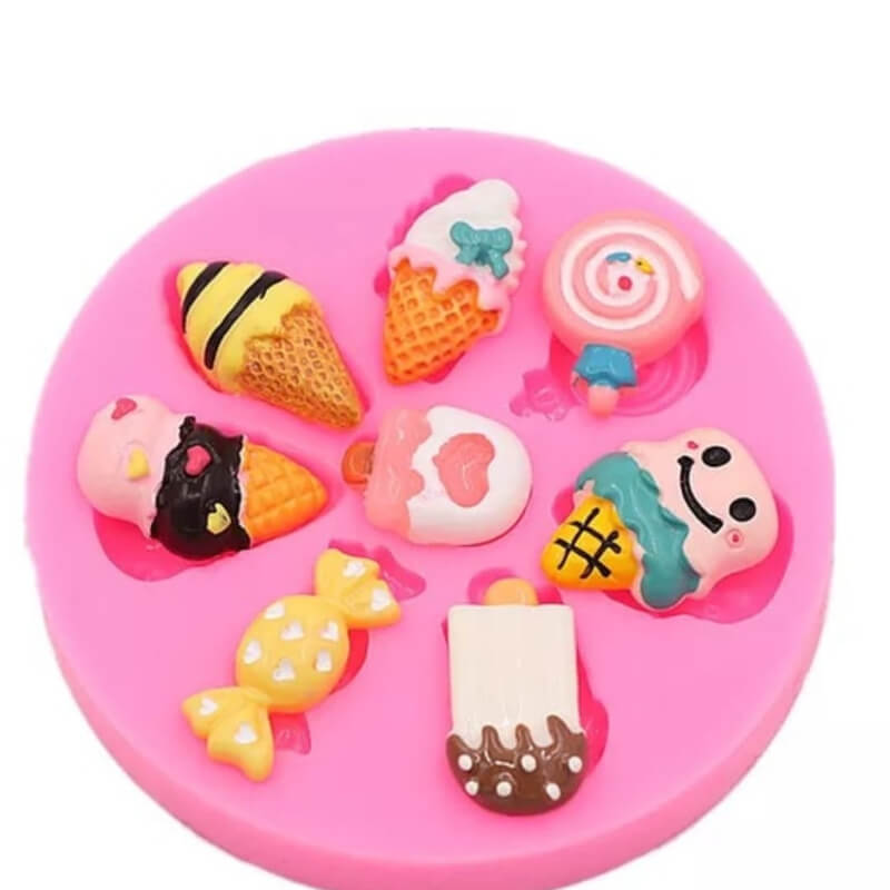 Molde de silicona con diseño de HELADOS VARIADOS X 8 para uso en Velas, chocolate, jabones, porcelana fría.