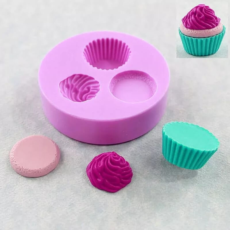 Molde de silicona con diseño de MINI CUPCAKE para uso en Velas, chocolate, jabones, porcelana fría.