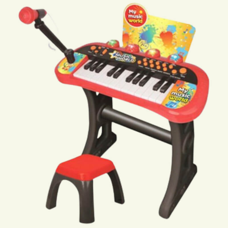 MINIPIANO MUSICAL CON MICROFONO Y ASIENTO