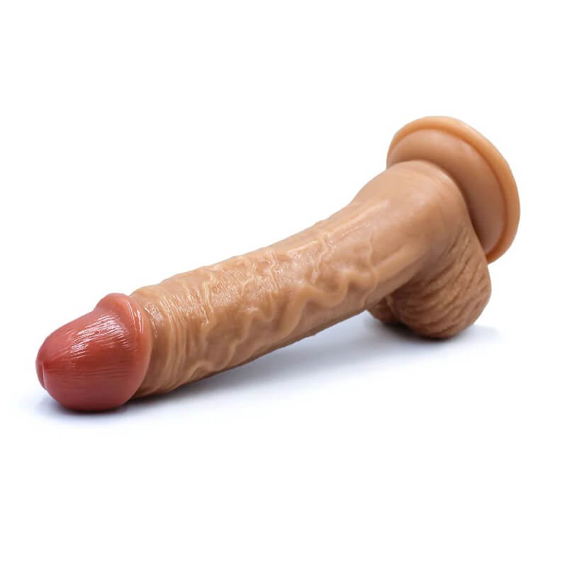 Dildo Realista 22cm con Testículos - Consolador Piel Suave, Textura Firme y Flexible, Ventosa Potente