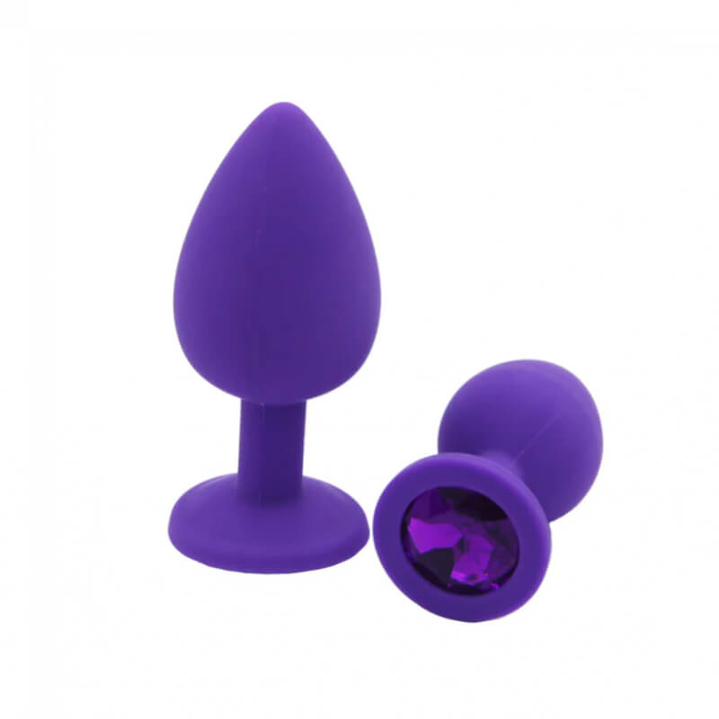 Plug Anal de Silicona Médica con Cristal Decorativo - Tallas S & M | Suave, Hipoalergénico y Seguro para Placer Anal