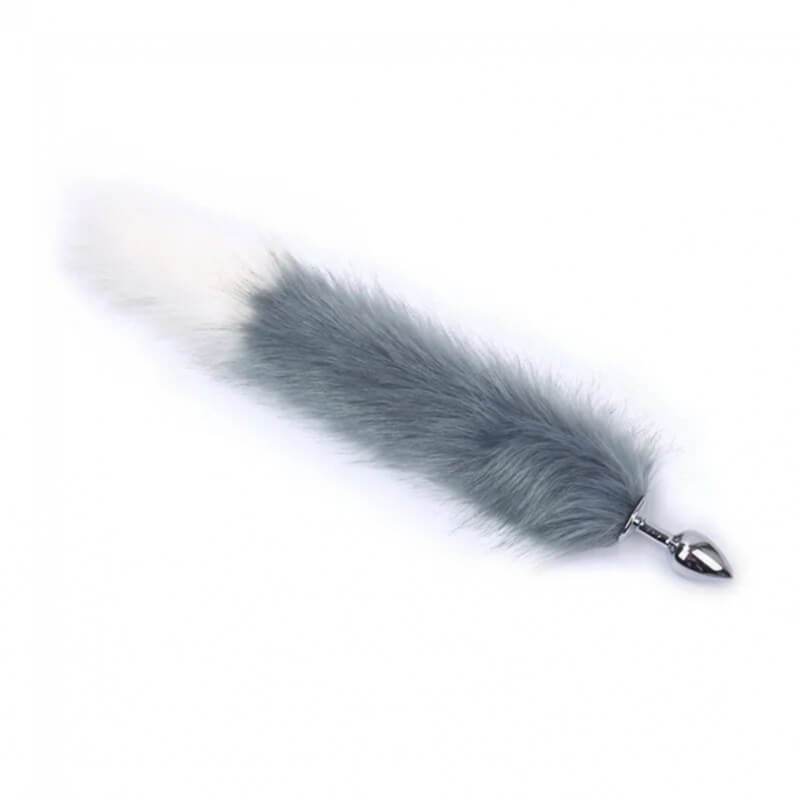 Plug Anal con Cola Raccoon Gris y Blanco