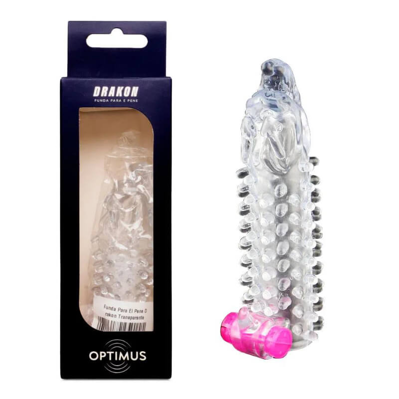 Funda para el pene con pupos estimuladores y textura y vibración para clítoris Drako