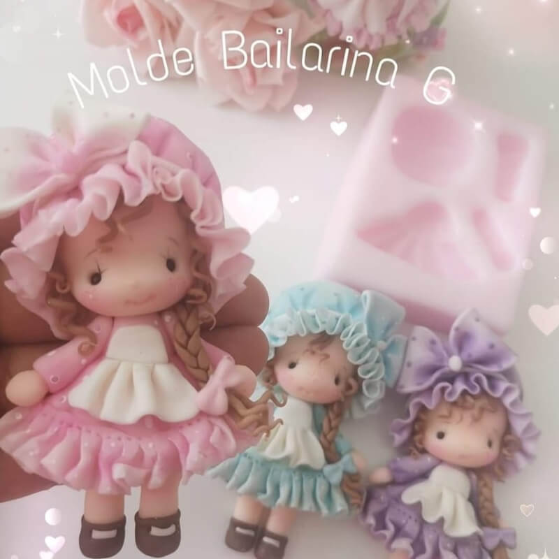 Molde de silicona BAILARINA G para uso en porcelana fría. DORA DE LOPEZ.