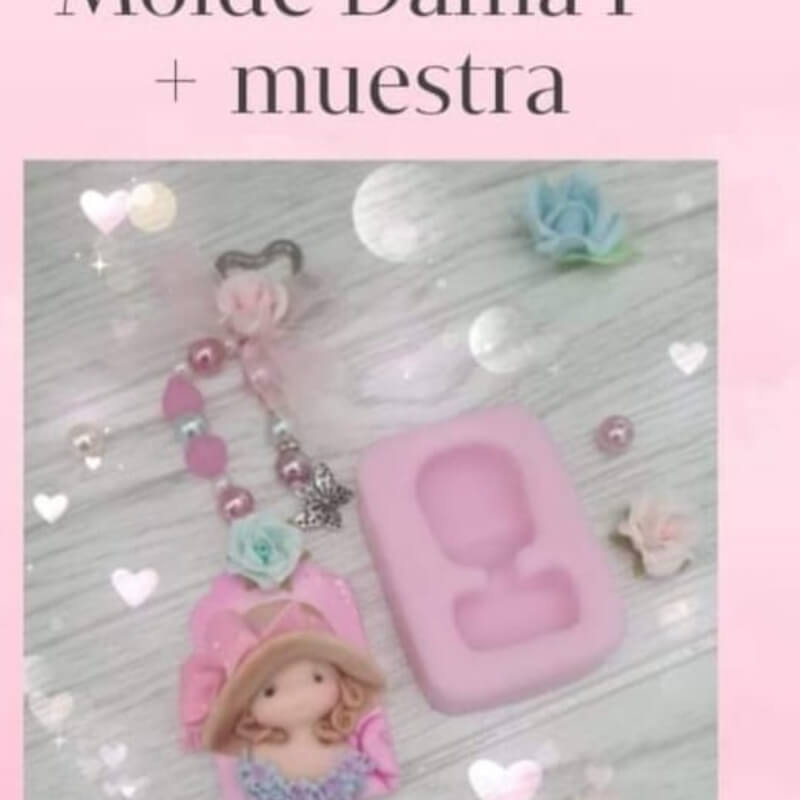 Molde de silicona DAMA P para uso en porcelana fría. DORA DE LOPEZ.