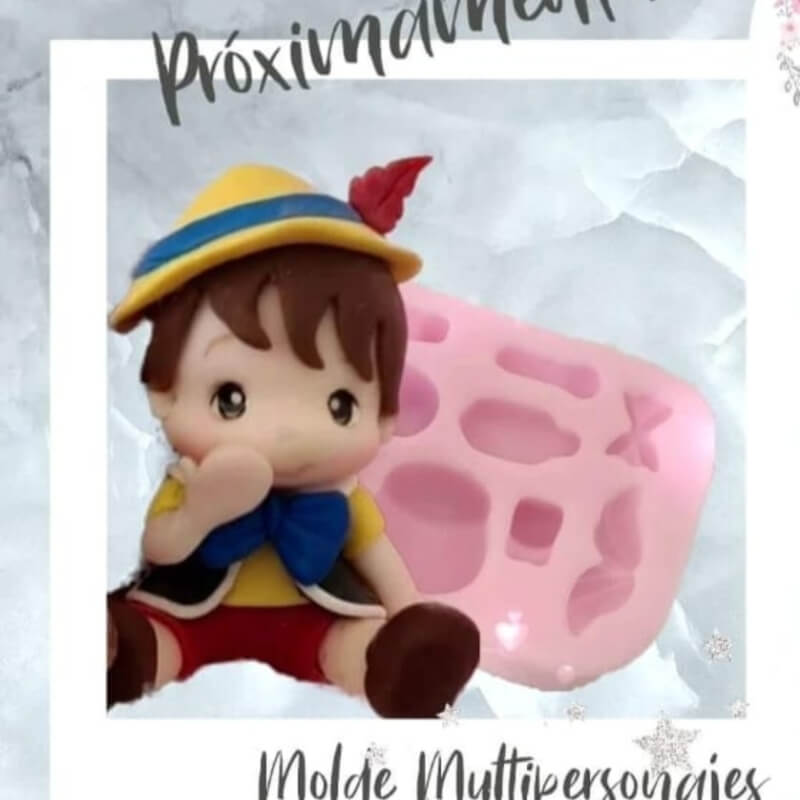 Molde de silicona MULTIPERSONAJES para uso en porcelana fría. DORA DE LOPEZ.