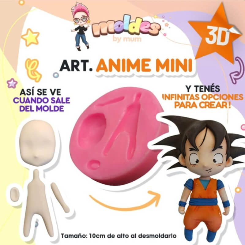 Molde de silicona ANIME MINI para uso en porcelana fría. MUM.