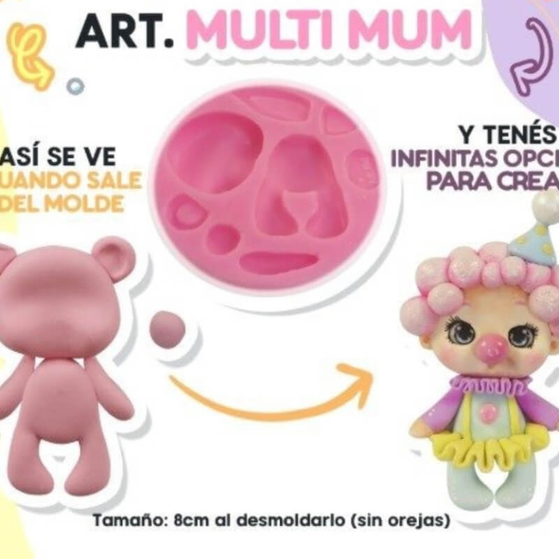 Molde de silicona MULTI MUM para uso en porcelana fría. MUM.