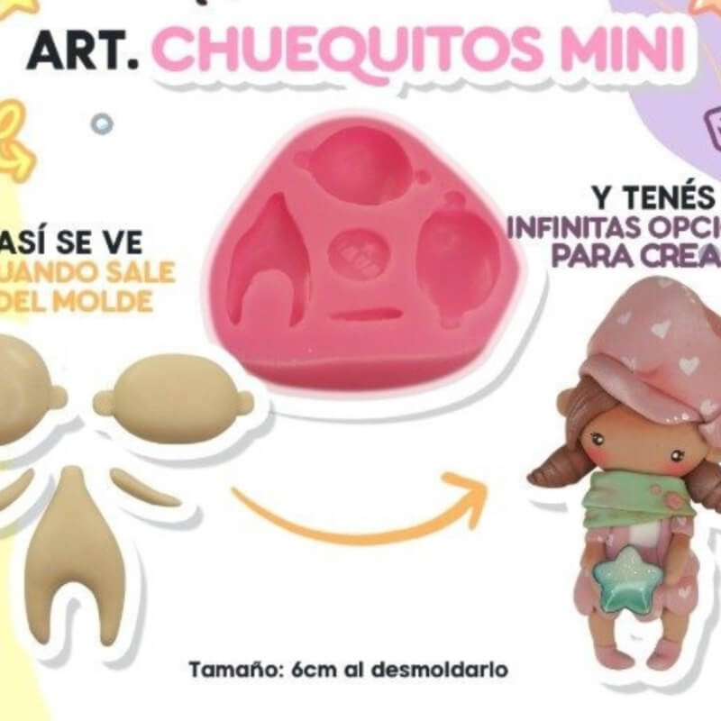 Molde de silicona CHUEQUITOS para uso en porcelana fría. MUM.