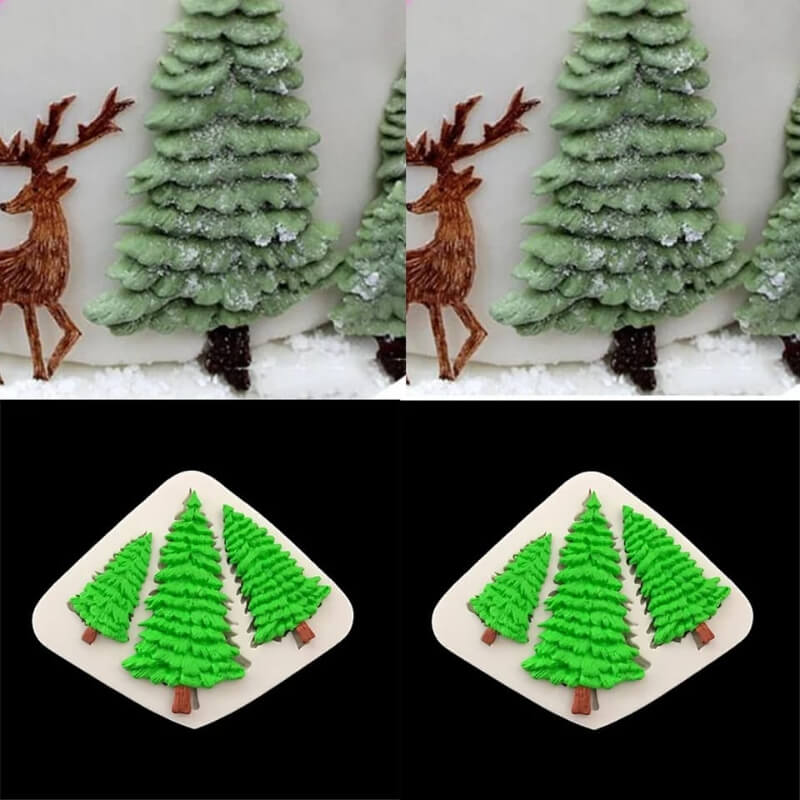 Molde ARBOLES PINOS elaborado en silicona para uso en Velas, jabones, chocolate, fondant, resina, porcelana fria.