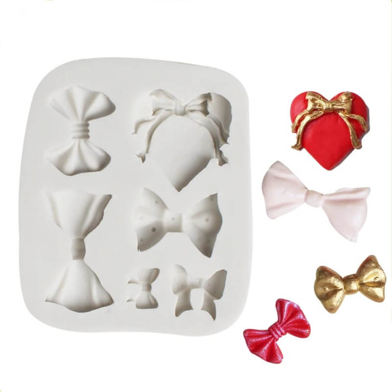 Molde LAZOS X 6 elaborado en silicona para uso en Velas, jabones, chocolate, fondant, resina, porcelana fría.