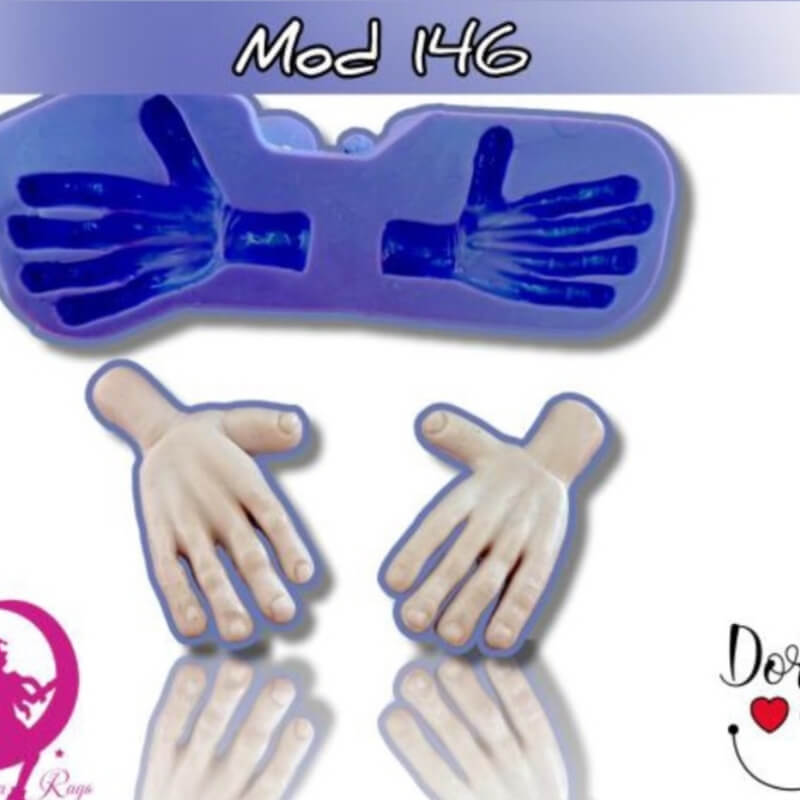 Molde de silicona MANOS DUENDE 148 MEDIUM para uso en porcelana fría. DISEÑO ROMINA RAGO .