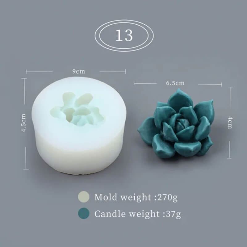 Molde de SUCULENTAS elaborado en silicona para uso en Velas, jabones, yeso, chocolate, resina. descuento