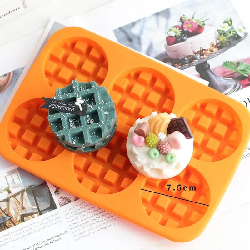 Molde de silicona con diseño WAFLES X 6, para uso en Velas, Jabones, yeso, chocolate, resina, chocolate. descuento