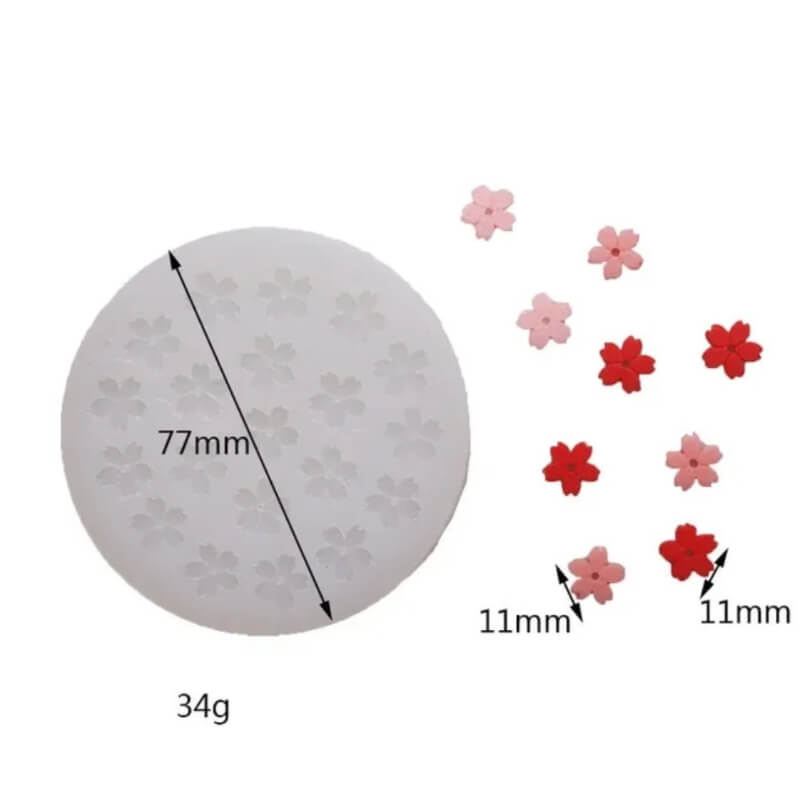 Molde de silicona con diseño MINI FLOR DE CEREZO X 20, para uso en Velas, Jabones, yeso, chocolate, resina, chocolate, porcelana fría. descuento
