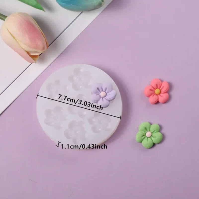 Molde de silicona con diseño MINI FLOR DE CEREZO X 7, para uso en Velas, Jabones, yeso, chocolate, resina, chocolate, porcelana fría. descuento