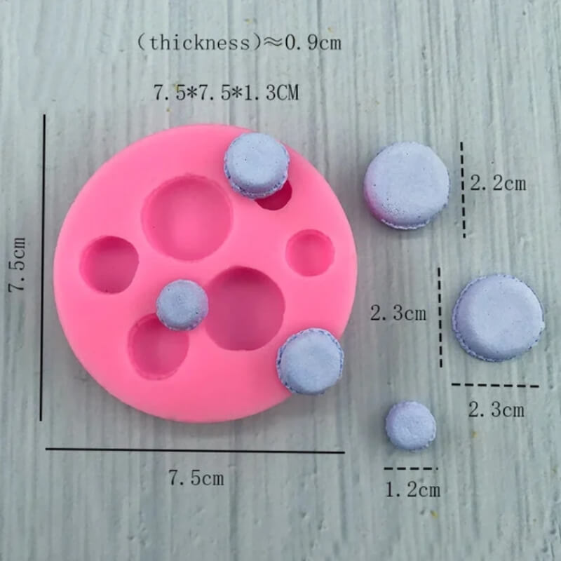 Molde de silicona con diseño MINI MACARRON VARIOS TAMAÑOS 3D X 6, para uso en Velas, Jabones, yeso, chocolate, resina, chocolate, porcelana fría.