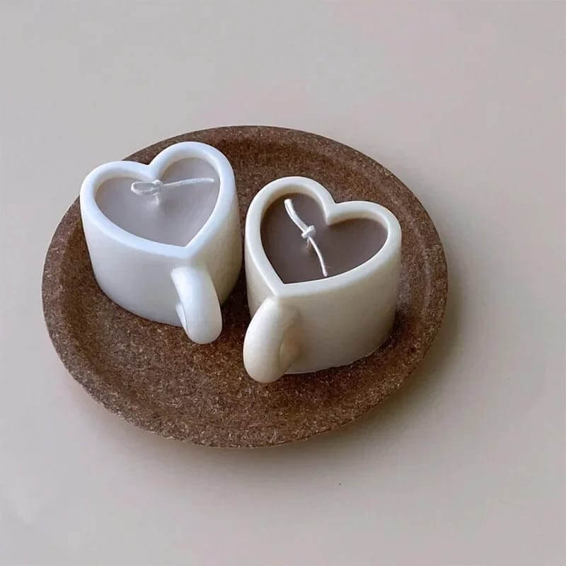 Moldes de silicona con diseño TAZA CORAZON L y S, para uso en Velas, Jabones, yeso, chocolate, resina, chocolate. (valor unitario en la descripción)