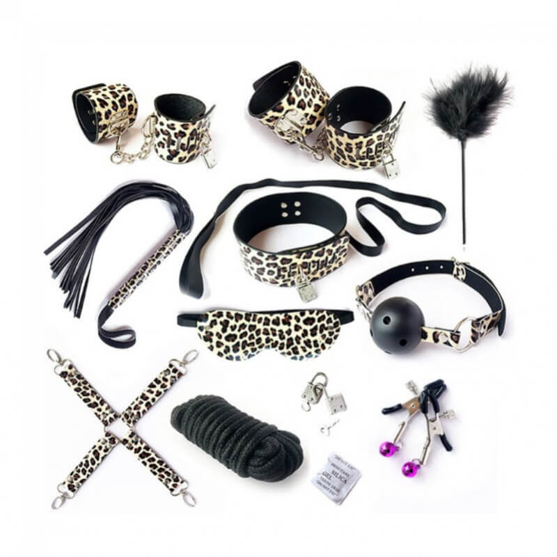 KIT BONDAGE 10 PIEZAS CON LLAVE - FETICHE