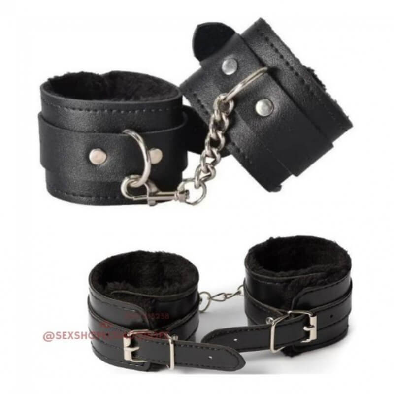 ESPOSAS BONDAGE CUERINA-ACOLCHADO NEGRO Y ROJA