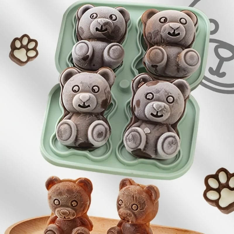 Molde de silicona con diseño de OSOS X4 3D para uso en Velas, jabón, yeso, chocolate, resina, hielo.