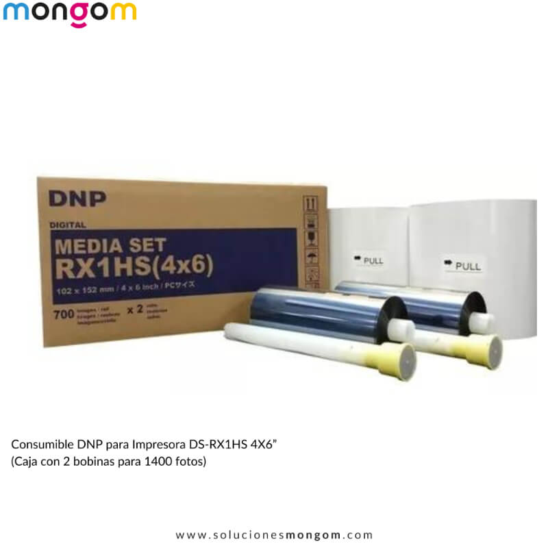 Kit de Consumibles DNP 4x6 para 1400 Fotos | Compatible con Impresoras DS-RX1HS y RX1 | Impresión Brillante o Mate | Soluciones Mongom