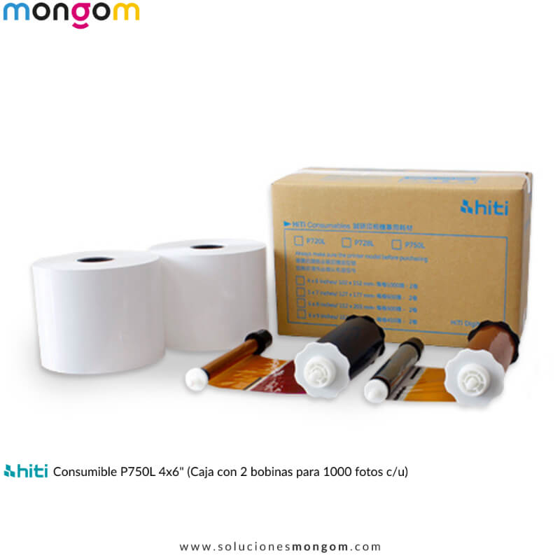 Kit de Consumibles HiTi P750L para 2000 Fotos 4x6 | Alta Calidad y Colores Verdaderos | Impresión Profesional | Soluciones Mongom