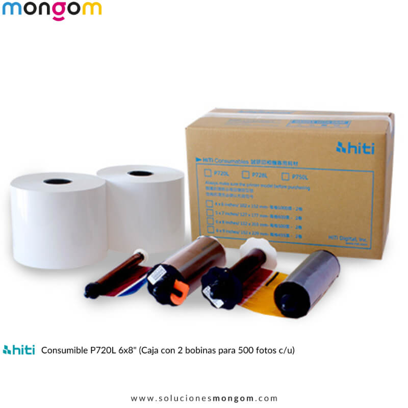 Kit de Consumibles HiTi P720L 6x8 | 1000 Impresiones Fotográficas Premium | Colores Vívidos y Alta Definición | Soluciones Mongom