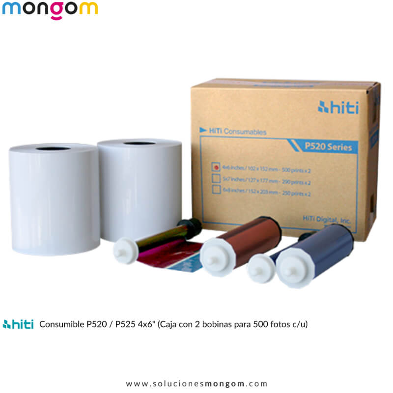 Kit de Impresión HiTi 4x6 para P520 y P525 | 1000 Fotos de Alta Calidad | Sublimación de Tinta Profesional | Soluciones Mongom