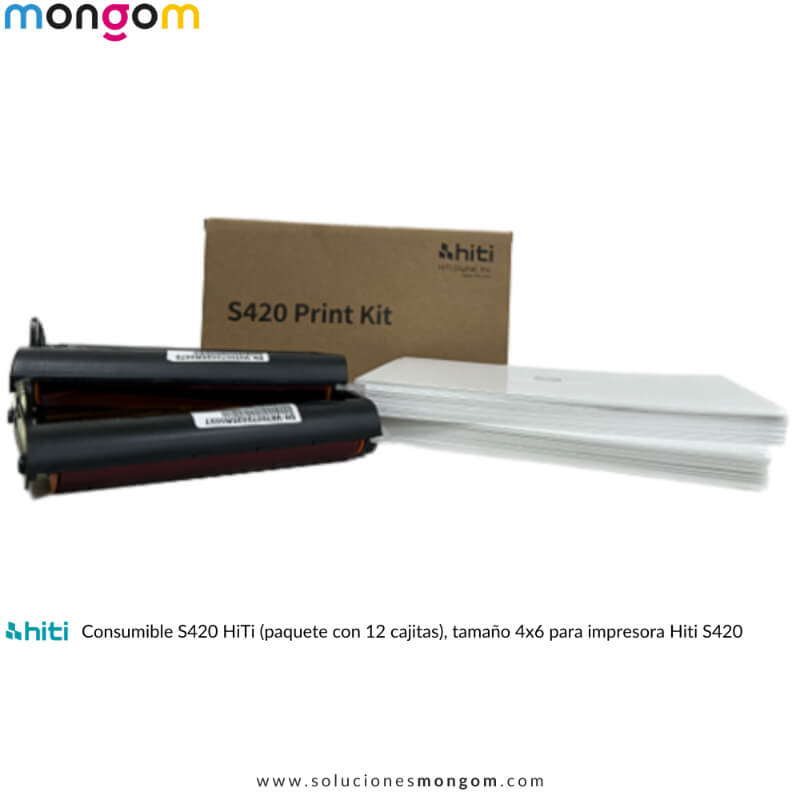 Kit de Consumibles HiTi S420 para Fotos Pasaporte y DNI | 12 Paquetes 4x6 | Alta Calidad y Protección UV | Soluciones Mongom