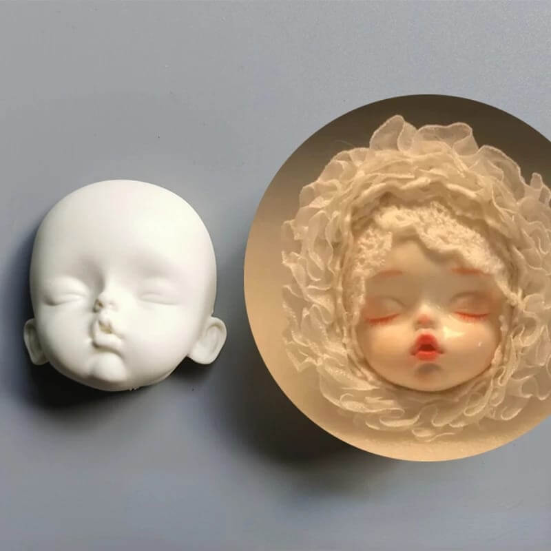 Molde de silicona ROSTROS BEBE para uso en porcelana fría.