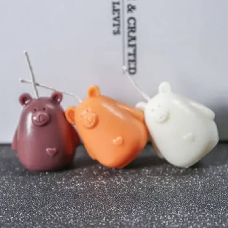 Molde de silicona con diseño de OSO CORAZON para uso en Velas, Jabones, chocolate, resina, fondant, yeso.