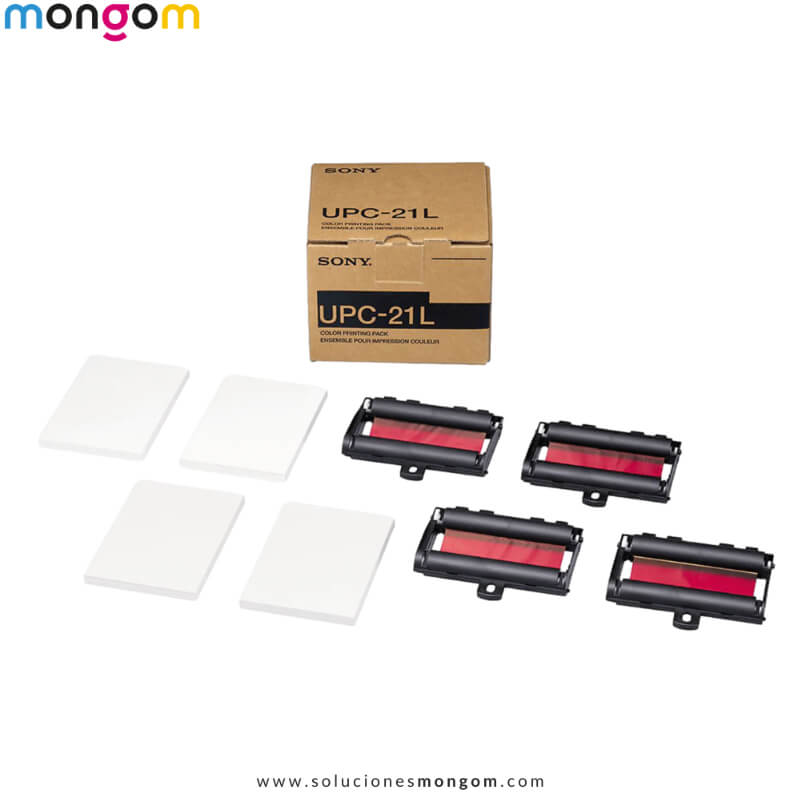 Consumible Sony UPC-21L | Paquete de Papel Fotográfico A6 Color para Impresoras Médicas | 200 Hojas + 4 Cintas | Compatible UP-27MD y Series UP-D/MD |